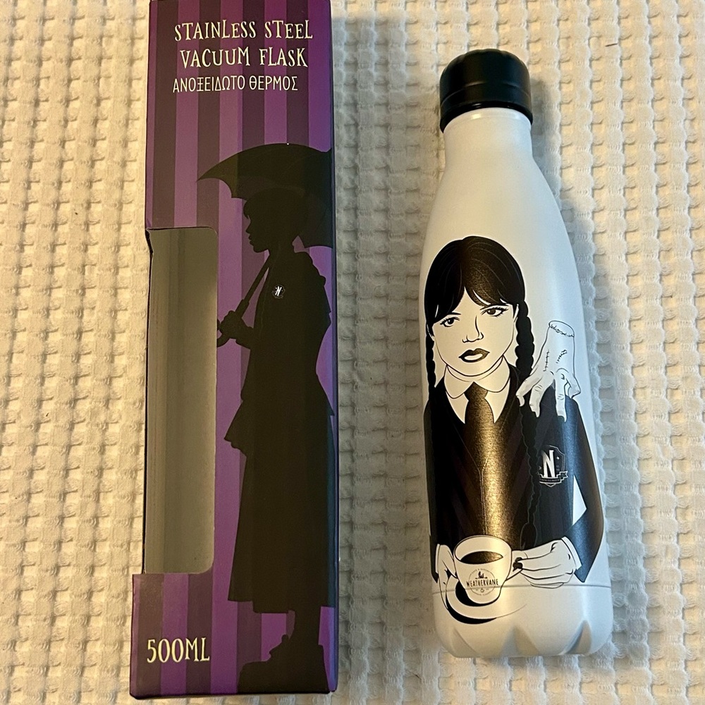 Wednesday Addams White Stainless Steel Vacuum Sealed Water Bottle